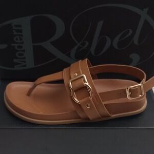 Tan Sandals with Gold Buckle